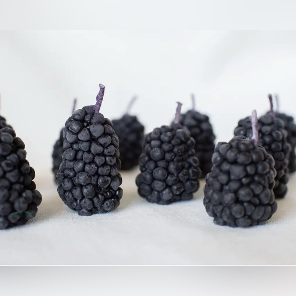 HAPPY ORGANICS Blackberry Shaped Candles! new! New! box of five!